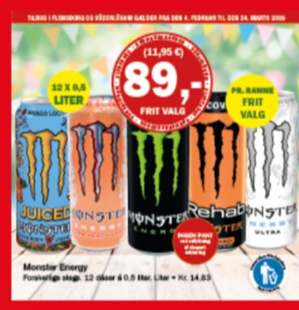 Monster Rehab Peach Tea, Energidrik 12 pk.
