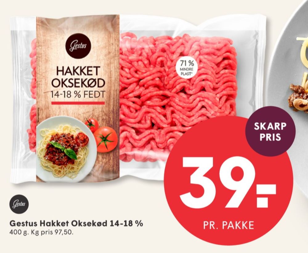 Gestus, Hakket oksekød 14-18%