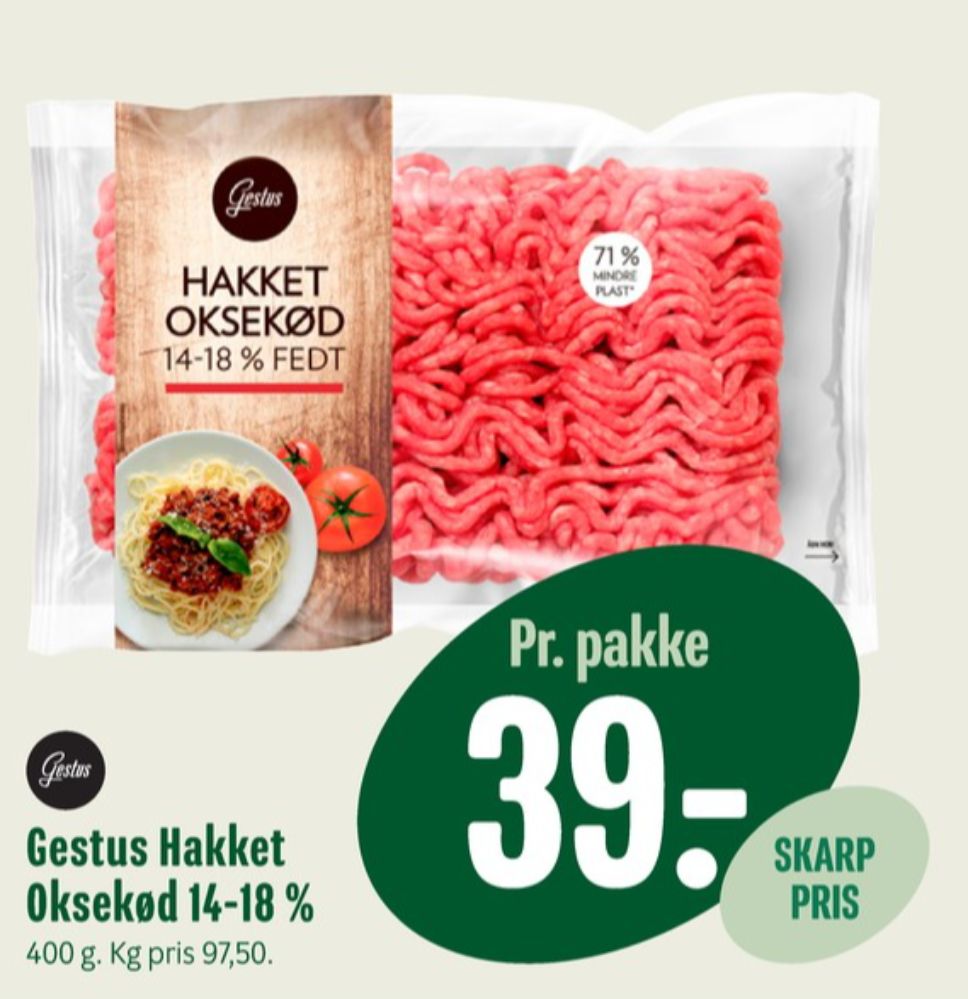 Gestus, Hakket oksekød 14-18%