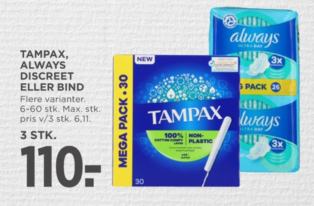 Tampax, Tamponer