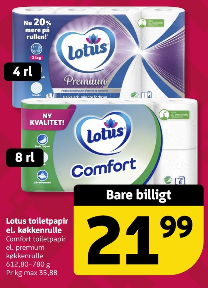 Lotus Comfort, Toiletpapir