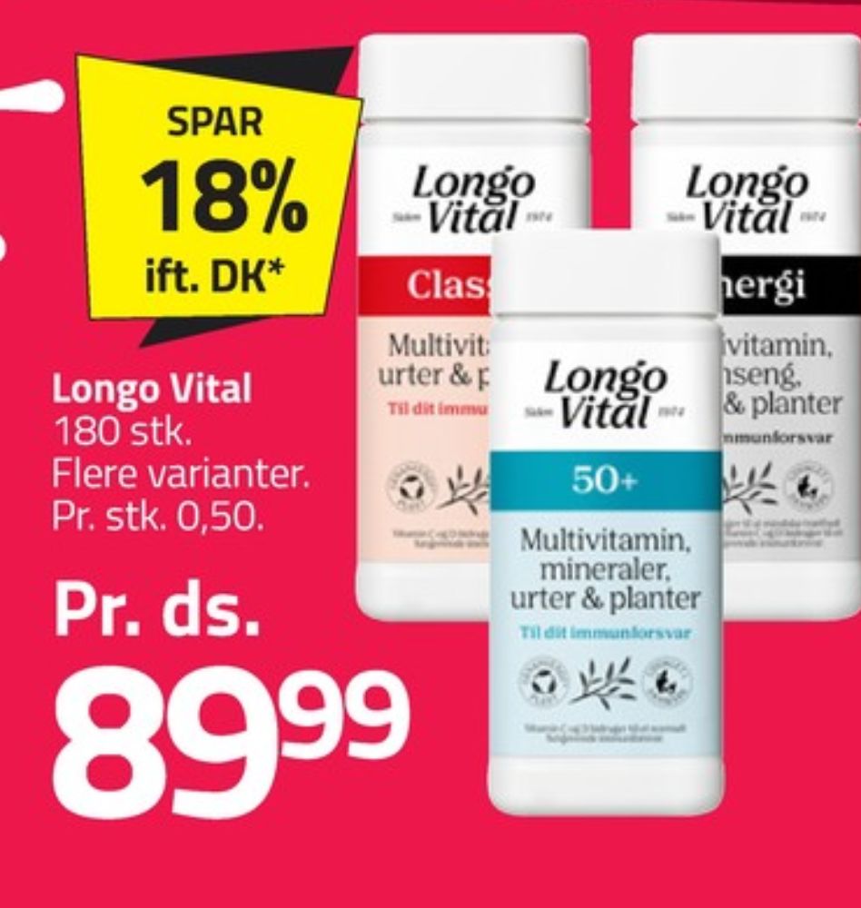 Longo Vital, Vitaminer