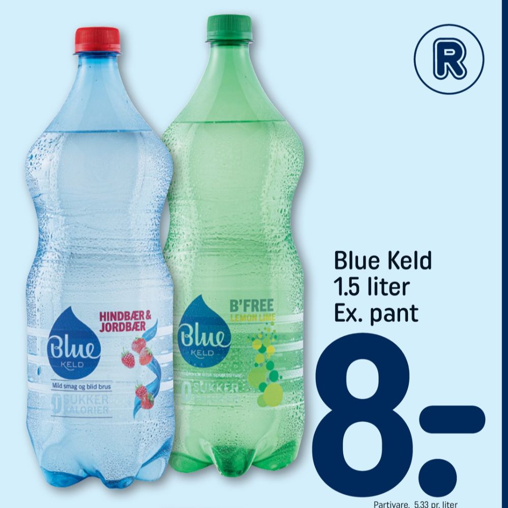 Blue Keld Hindbær & Jordbær, Mineralvand med brus, hindbær og jordbær