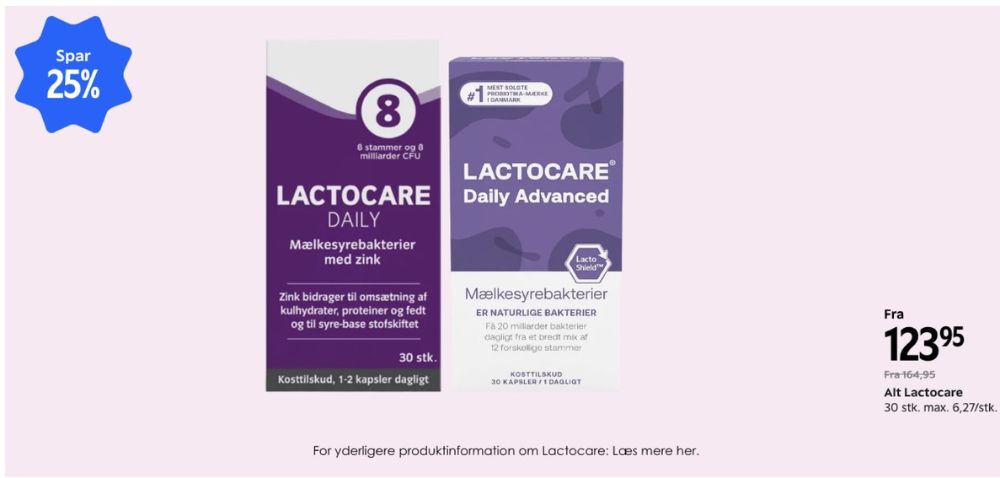 Lactocare, Kosttilskud