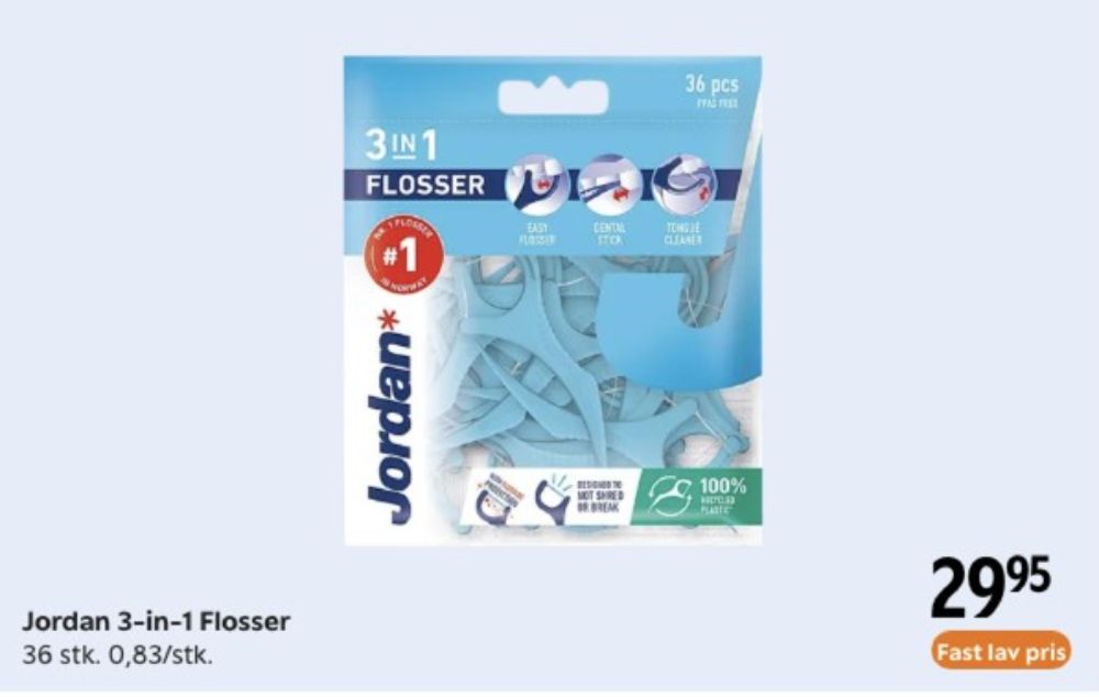 Jordan 3-in-1 flosser, Tandstikker