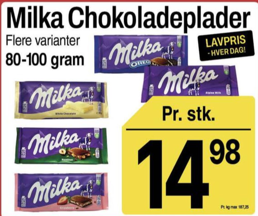 Milka Oreo, Chokoladeplade 