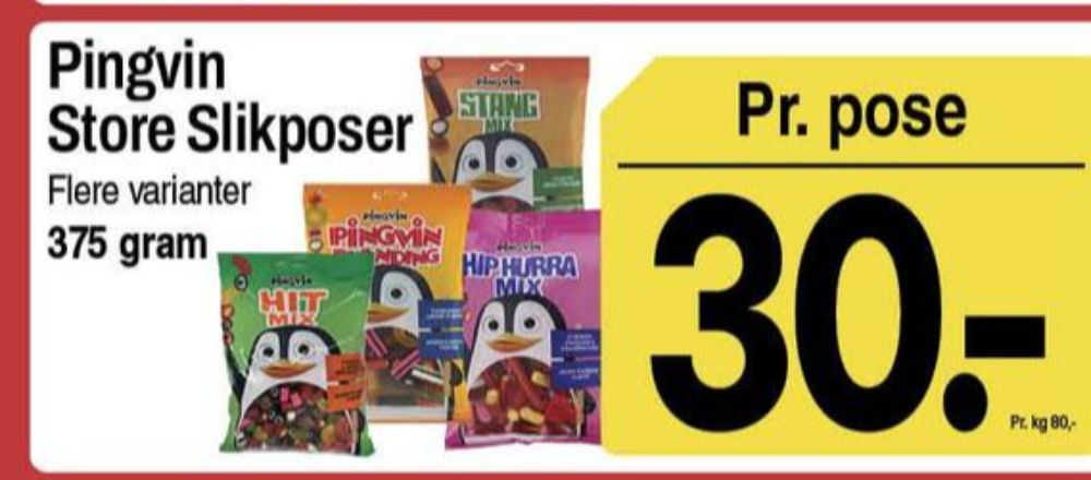 Toms Pingvin Pingvinblanding, Slikposer