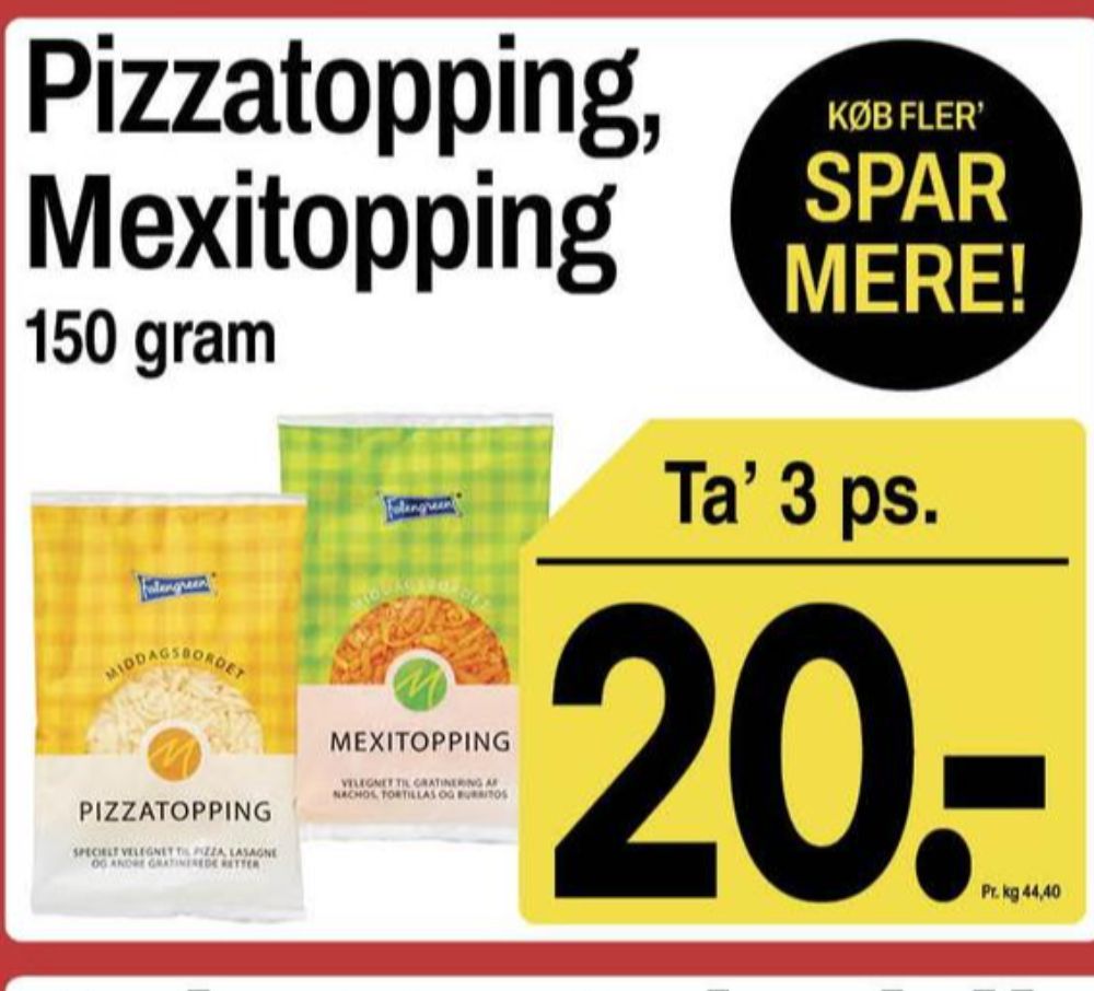 Falengreen, Revet ost Pizzatopping